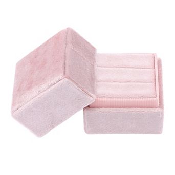 Velvet Square Ring Box for Proposal, Engagement, Wedding, Ceremony, 2 Slots Jewelry Ring Box 2*2*2in