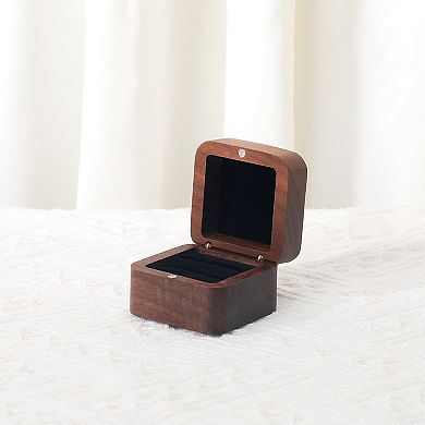 Wood Ring Box for Proposal, Engagement, Wedding, Ceremony, Jewelry Ring Box 2*2*1.6in