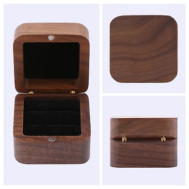 Wood Ring Box for Proposal, Engagement, Wedding, Ceremony, Jewelry Ring Box 2*2*1.6in