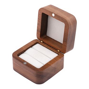 Wood Ring Box for Proposal, Engagement, Wedding, Ceremony, Jewelry Ring Box 2*2*1.6in