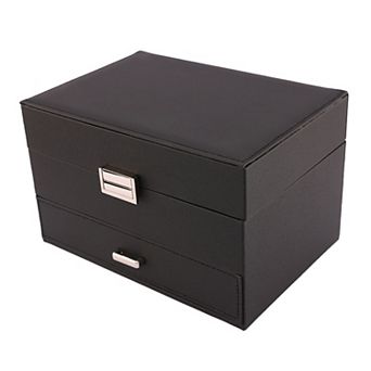 3 Layer Jewelry Box for Birthday Gifts, PU Leather Jewelry Organizer Case with Drawer 9*6*5.5in