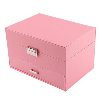 3 Layer Jewelry Box for Birthday Gifts, PU Leather Jewelry Organizer Case with Drawer 9*6*5.5in