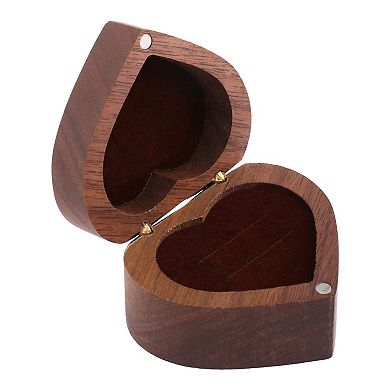 Wood Ring Box for Proposal, Wedding, Ceremony, Jewelry Ring Box Storage 2 Slots Ring Box 2*2*1.3in