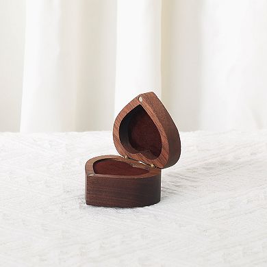 Wood Ring Box for Proposal, Wedding, Ceremony, Jewelry Ring Box Storage 2 Slots Ring Box 2*2*1.3in