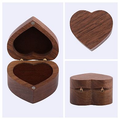 Wood Ring Box for Proposal, Wedding, Ceremony, Jewelry Ring Box Storage 2 Slots Ring Box 2*2*1.3in