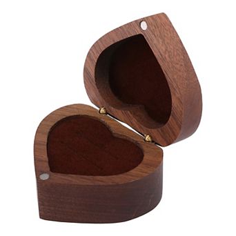 Wood Ring Box for Proposal, Wedding, Ceremony, Jewelry Ring Box Storage 2 Slots Ring Box 2*2*1.3in