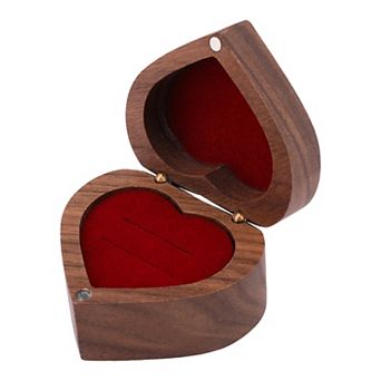 Wood Ring Box for Proposal, Wedding, Ceremony, Jewelry Ring Box Storage 2 Slots Ring Box 2*2*1.3in