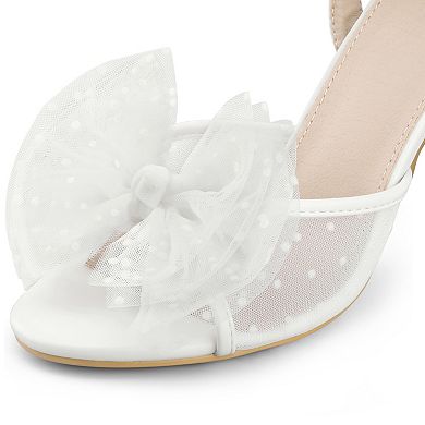 Bridal Heel Slingback Stiletto Heels Bow Wedding Shoes for Women