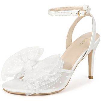 Bridal Heel Slingback Stiletto Heels Bow Wedding Shoes for Women