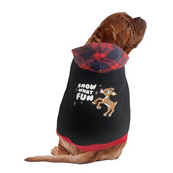 Rudolph The Red Nosed Reindeer Pet Hoodie With Plaid Lining