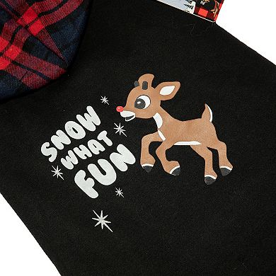 Rudolph The Red Nosed Reindeer Pet Hoodie With Plaid Lining