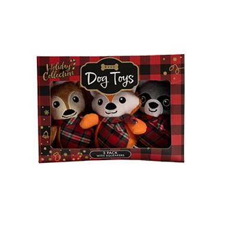 Woof Plush Deer, Fox & Raccoon Dog Toys 3 pk