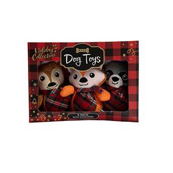 Woof Plush Deer, Fox & Raccoon Dog Toys 3 pk