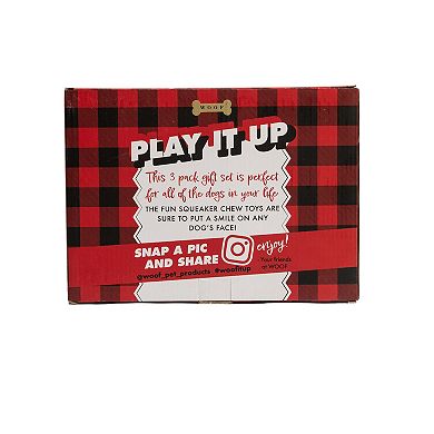 Woof Plush Deer, Fox & Raccoon Dog Toys 3-pk.