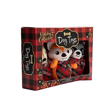 Woof Plush Deer, Fox & Raccoon Dog Toys 3-pk.