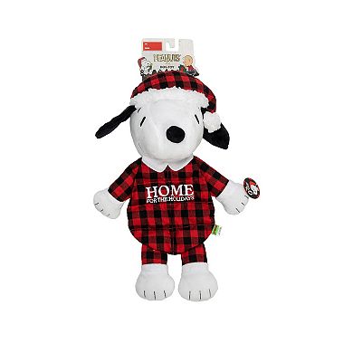 Peanuts Snoopy Plaid Multi-Squeaker Plush Dog Toy