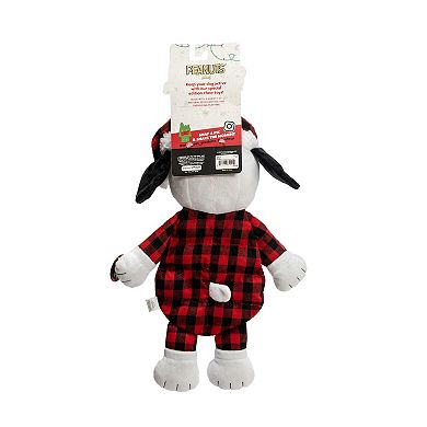Peanuts Snoopy Plaid Multi-Squeaker Plush Dog Toy