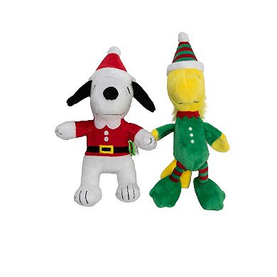 Peanuts 2-pk Santa Snoopy Woodstock Elf Dog Toys