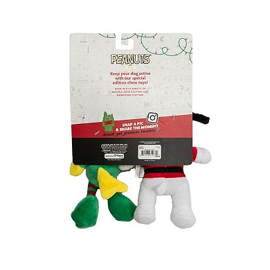 Peanuts 2-pk Santa Snoopy Woodstock Elf Dog Toys