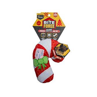 Bite Force Holiday Striped Bone Dog Toy
