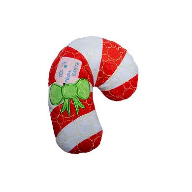 Bite Force Holiday Striped Bone Dog Toy