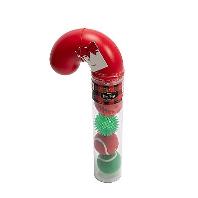 Woof Tennis Ball & Candy Cane Interactive Pet Toy