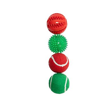 Woof Tennis Ball & Candy Cane Interactive Pet Toy