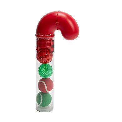 Woof Tennis Ball & Candy Cane Interactive Pet Toy