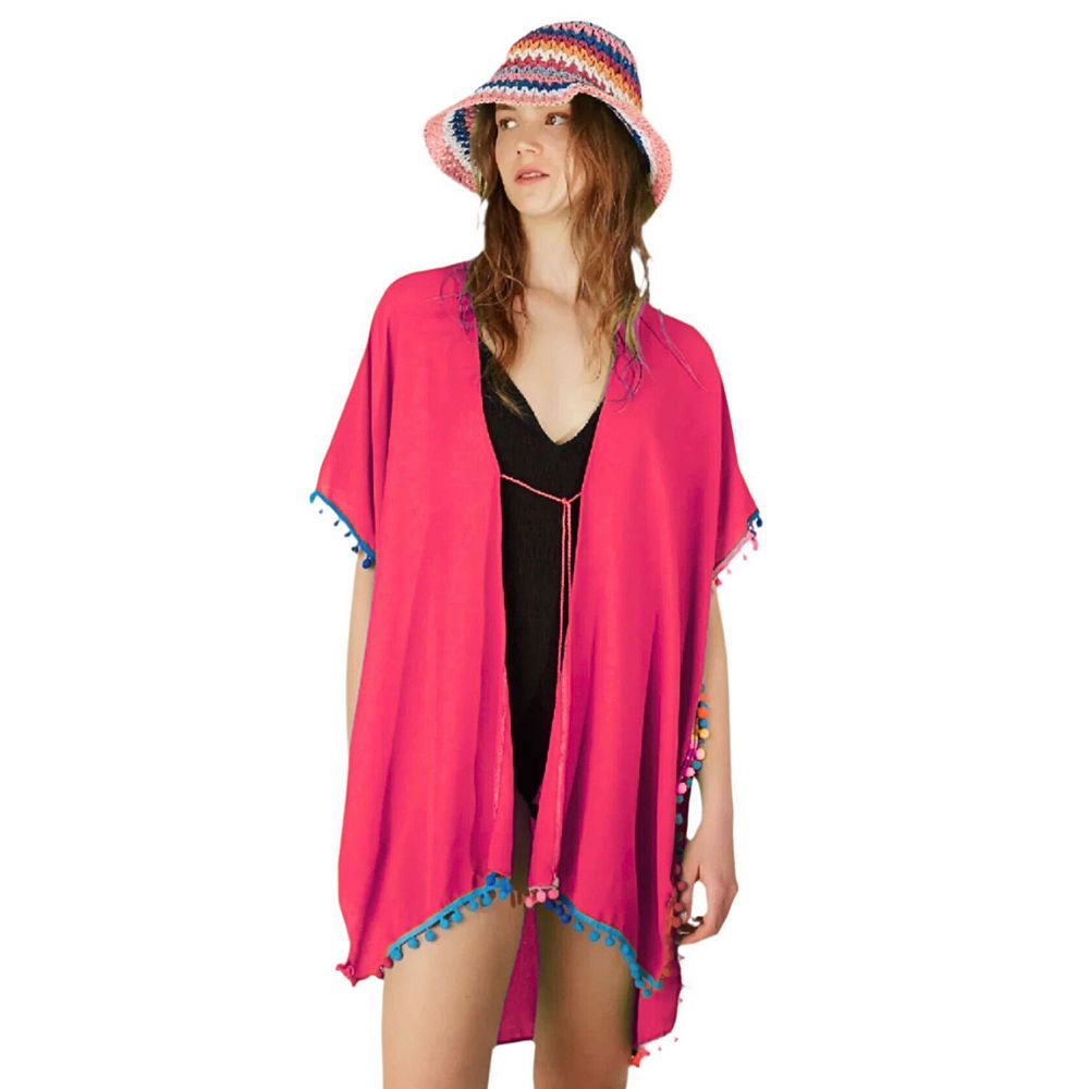 Wear Sierra Beach Cover Ups with Tassel, for Women's, Fuschia, for Beach, Polyester, Pack of 1