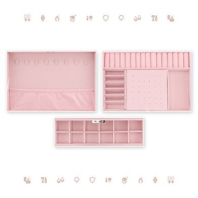 3 Layers Jewelry Box for Women Girls, Jewelry Organizer Case Storage Display Holder 10*7*4.5in