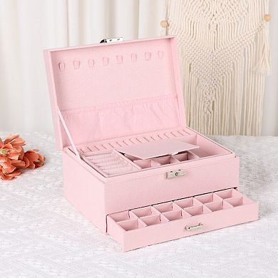 3 Layers Jewelry Box for Women Girls, Jewelry Organizer Case Storage Display Holder 10*7*4.5in