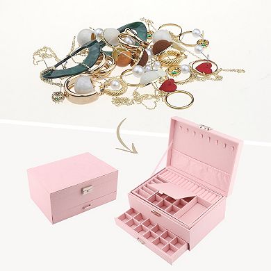3 Layers Jewelry Box for Women Girls, Jewelry Organizer Case Storage Display Holder 10*7*4.5in