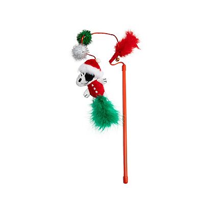 Peanuts Snoopy & Woodstock 3-pk. Candy Cane Feather Cat Toy