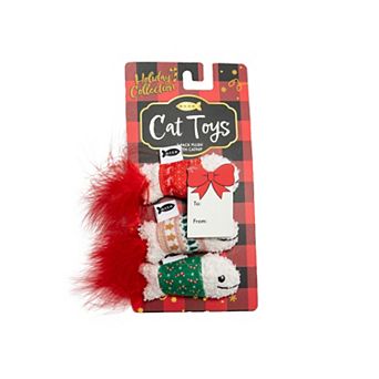 Meow 3 pk Patterned Fish Catnip Plush Pet Toys