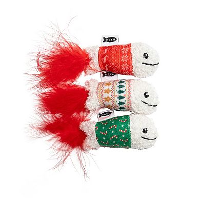 Meow 3-Pk. Patterned Fish Catnip Plush Pet Toys
