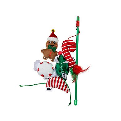 Meow 5-Pk. Candy Cane Mouse Teaser Wand Interactive Pet Toy