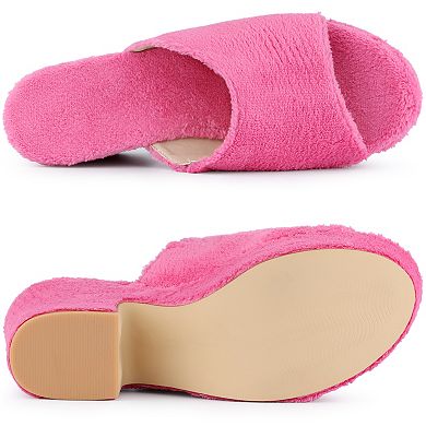 Women's Open Toe Platform Slides Chunky Heels Sandals
