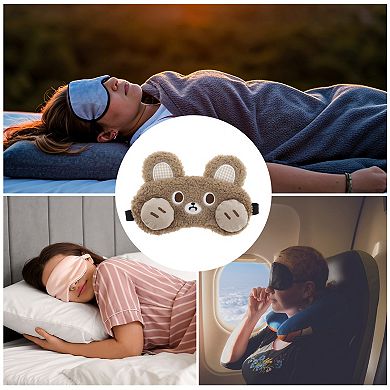 1 Pc Portable Rabbit Adjustable Eye Mask for Travel Brown