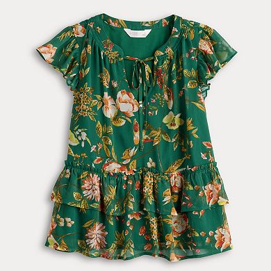 Women's LC Lauren Conrad Double Ruffle V-Neck Top