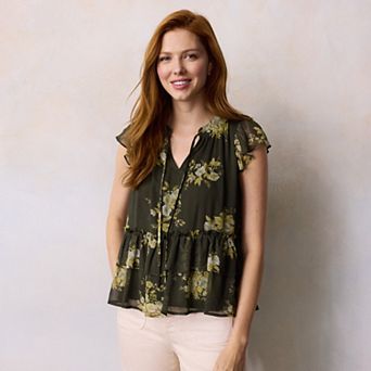 Women's LC Lauren Conrad Double Ruffle V-Neck Top