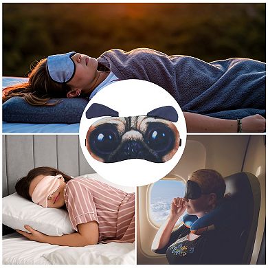 1 Pc Portable Pugs Sleep Mask for Hotel Brown