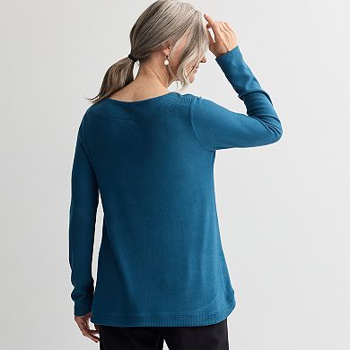Women's Croft & Barrow® Side Button Bateau Top