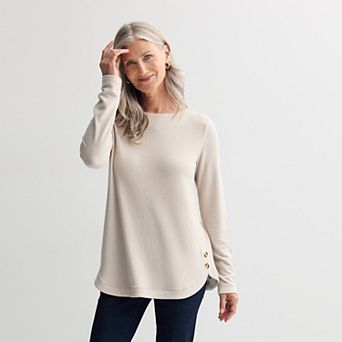 Women's Croft & Barrow® Side Button Bateau Top
