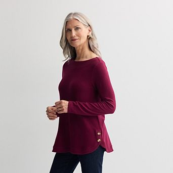 Women's Croft & Barrow® Side Button Bateau Top