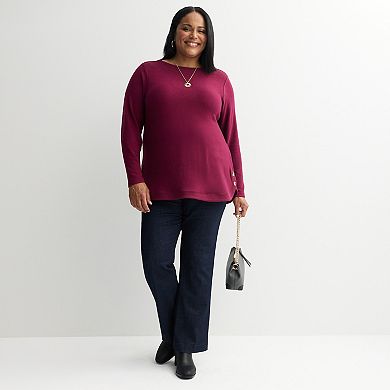 Plus Size Croft & Barrow® Side Button Bateau Top