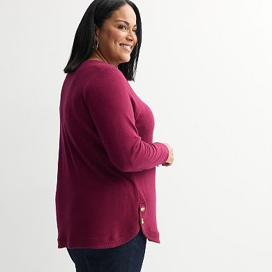 Plus Size Croft & Barrow® Side Button Bateau Top
