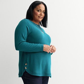 Plus Size Croft & Barrow® Side Button Bateau Top