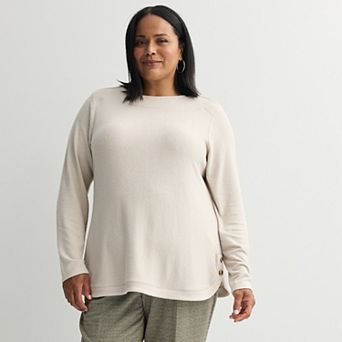 Plus Size Croft & Barrow® Side Button Bateau Top