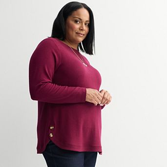 Plus Size Croft & Barrow® Side Button Bateau Top