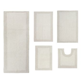 Home Weavers Luxury Collection 100% Cotton Reversible Bathroom Rugs - 5 pc Set